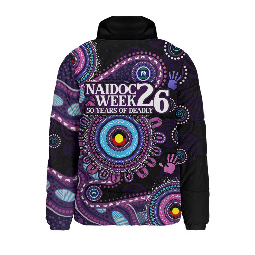 Indigenous Australian Aboriginal Padded Jacket Naidoc Week 2026 50 Years Of Deadly Circle Of Memory Pathways