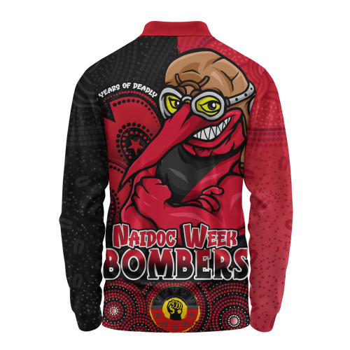 Essendon Long Sleeve Polo Shirt NAIDOC Week Aboriginal Culture And Spirit Of Pride Design