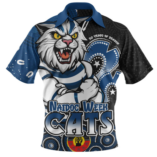 Geelong Cats Zip Polo Shirt NAIDOC Week Aboriginal Culture And Spirit Of Pride Design