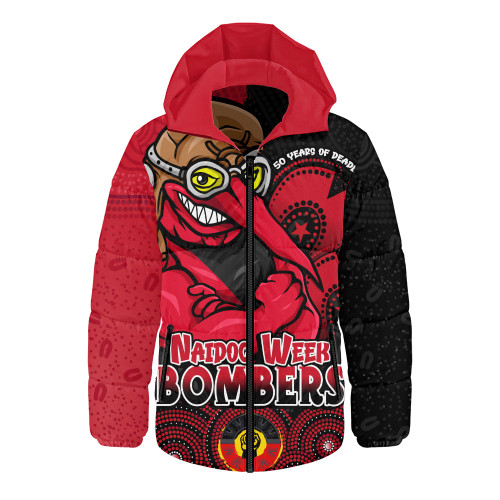 Essendon Hooded Padded Jacket NAIDOC Week Aboriginal Culture And Spirit Of Pride Design