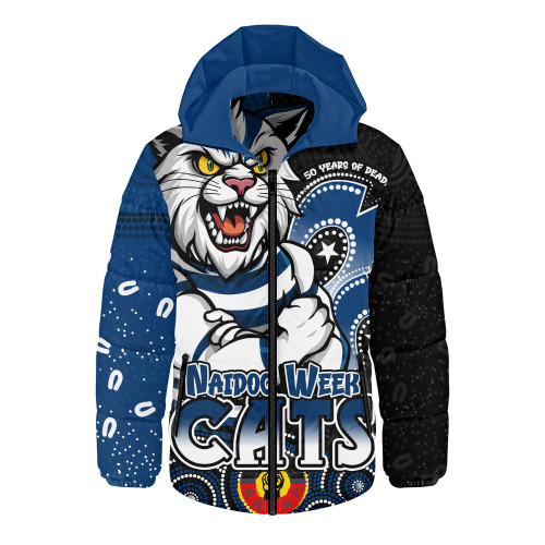 Geelong Cats Hooded Padded Jacket NAIDOC Week Aboriginal Culture And Spirit Of Pride Design