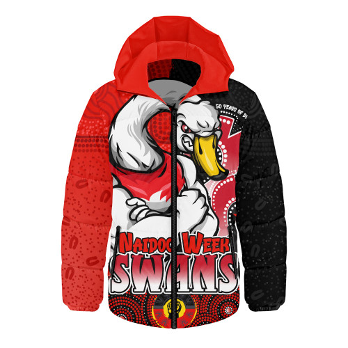 Sydney Swans Hooded Padded Jacket NAIDOC Week Aboriginal Culture And Spirit Of Pride Design