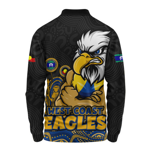 West Coast Eagles Long Sleeve Polo Shirt Naidoc Week Aboriginal Spirit Power Through Generations