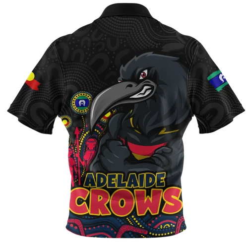 Adelaide Crows Zip Polo Shirt Naidoc Week Aboriginal Spirit Power Through Generations