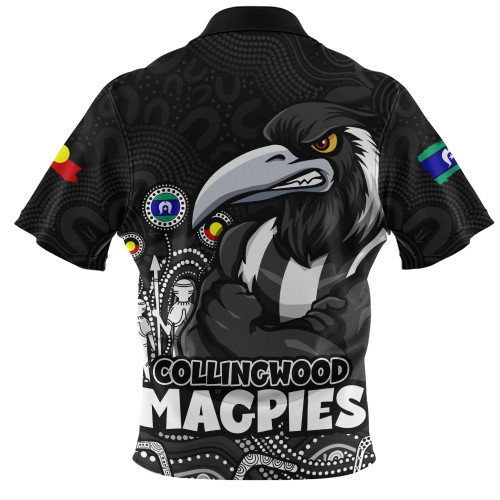 Collingwood Zip Polo Shirt Naidoc Week Aboriginal Spirit Power Through Generations