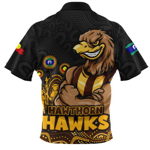 Hawthorn Zip Polo Shirt Naidoc Week Aboriginal Spirit Power Through Generations