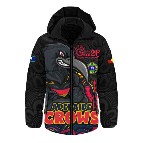 Adelaide Crows Hooded Padded Jacket Naidoc Week Aboriginal Spirit Power Through Generations