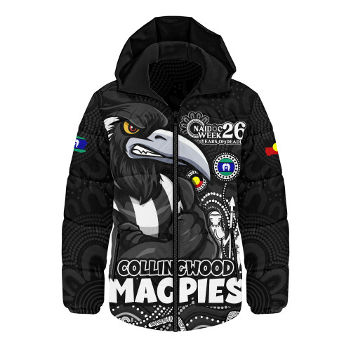 Collingwood Hooded Padded Jacket Naidoc Week Aboriginal Spirit Power Through Generations