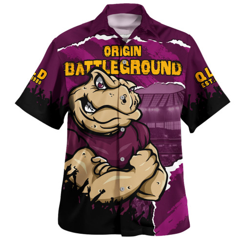 Queensland Maroons Hawaiian Shirt Origin Battleground Game Day Clash
