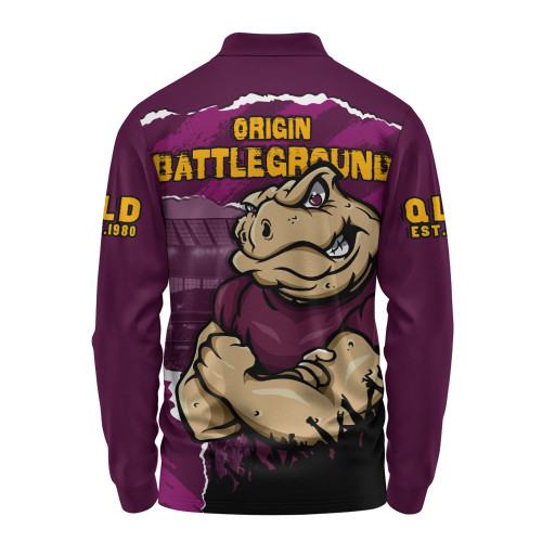 Queensland Maroons Long Sleeve Polo Shirt Origin Battleground Game Day Clash