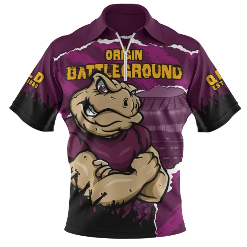 Queensland Maroons Zip Polo Shirt Origin Battleground Game Day Clash