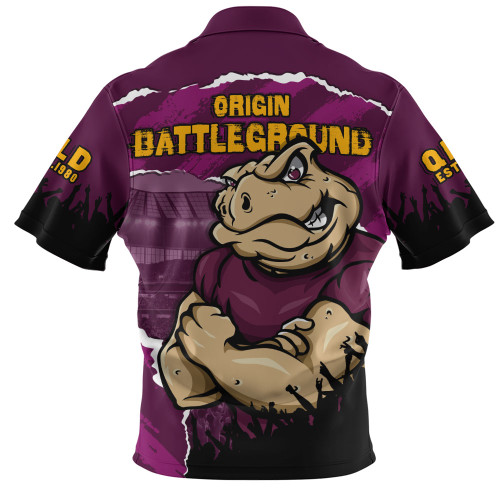 Queensland Maroons Zip Polo Shirt Origin Battleground Game Day Clash