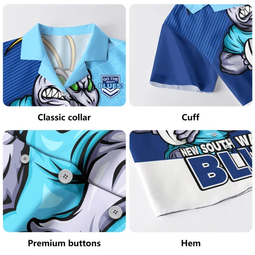 New South Wales Blues Hawaiian Shirt Battle Forged Origin Strength