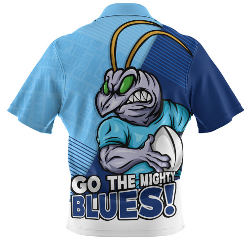 New South Wales Blues Zip Polo Shirt Battle Forged Origin Strength