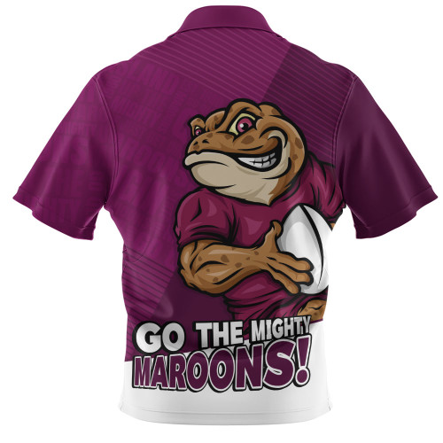Queensland Maroons Zip Polo Shirt Battle Forged Origin Strength