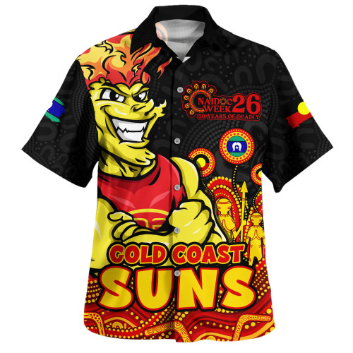 Gold Coast SUNS Hawaiian Shirt Naidoc Week Aboriginal Spirit Power Through Generations