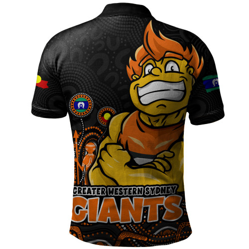 GWS GIANTS Polo Shirt Naidoc Week Aboriginal Spirit Power Through Generations