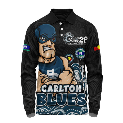 Carlton Long Sleeve Polo Shirt Naidoc Week Aboriginal Spirit Power Through Generations