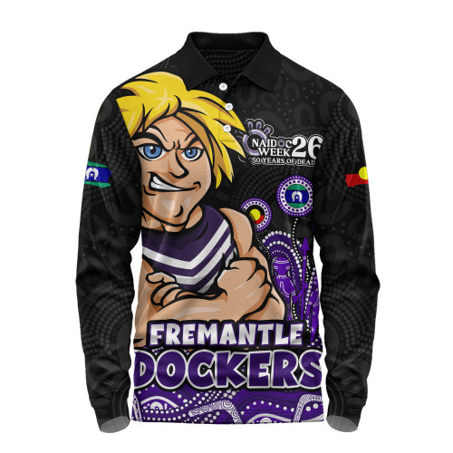 Fremantle Long Sleeve Polo Shirt Naidoc Week Aboriginal Spirit Power Through Generations