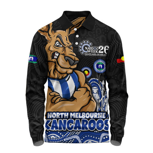 North Melbourne Long Sleeve Polo Shirt Naidoc Week Aboriginal Spirit Power Through Generations