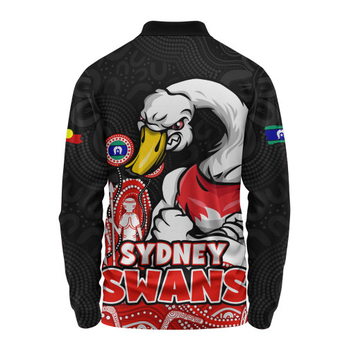 Sydney Swans Long Sleeve Polo Shirt Naidoc Week Aboriginal Spirit Power Through Generations