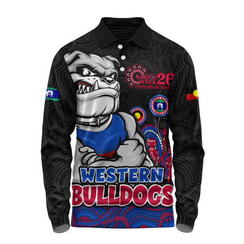Western Bulldogs Long Sleeve Polo Shirt Naidoc Week Aboriginal Spirit Power Through Generations