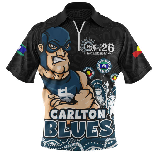 Carlton Zip Polo Shirt Naidoc Week Aboriginal Spirit Power Through Generations