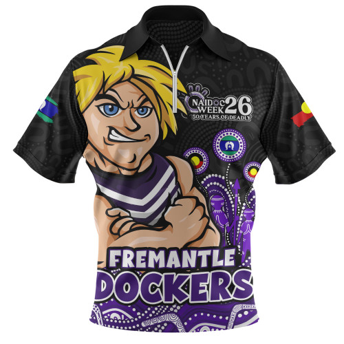 Fremantle Zip Polo Shirt Naidoc Week Aboriginal Spirit Power Through Generations