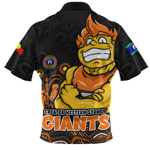 GWS GIANTS Zip Polo Shirt Naidoc Week Aboriginal Spirit Power Through Generations