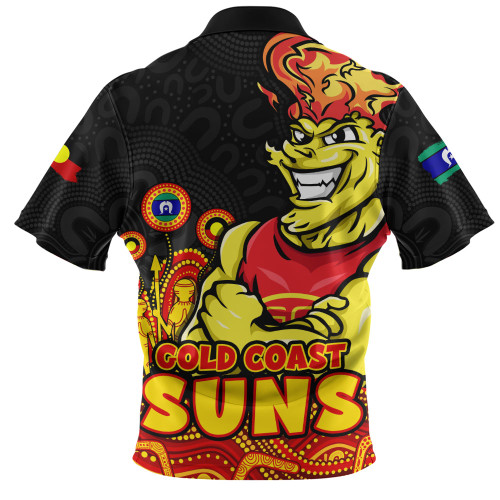 Gold Coast SUNS Zip Polo Shirt Naidoc Week Aboriginal Spirit Power Through Generations