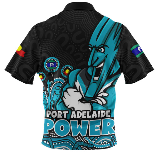 Port Adelaide Zip Polo Shirt Naidoc Week Aboriginal Spirit Power Through Generations