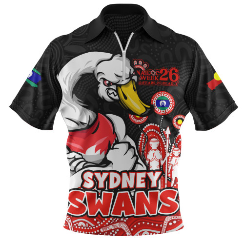 Sydney Swans Zip Polo Shirt Naidoc Week Aboriginal Spirit Power Through Generations