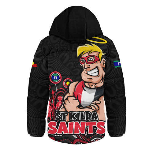 St Kilda Hooded Padded Jacket Naidoc Week Aboriginal Spirit Power Through Generations