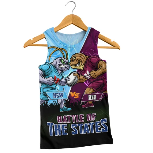 New South Wales Blues Men Singlet Origin Showdown NSW Vs QLD Game Day Power Rise