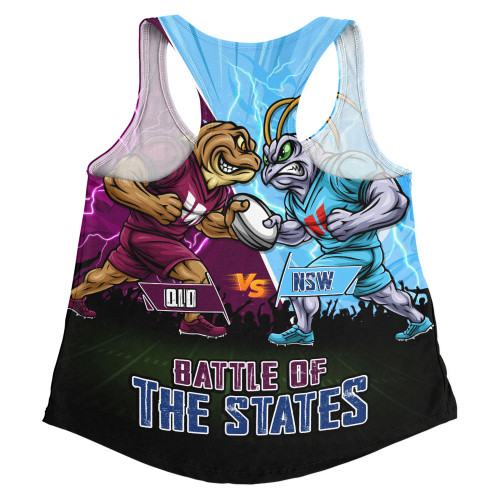 New South Wales Blues Women Racerback Singlet Origin Showdown NSW Vs QLD Game Day Power Rise