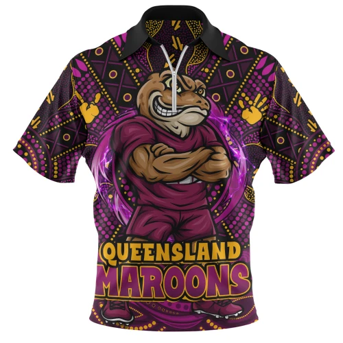 Queensland Maroons Zip Polo Shirt State Warrior Spirit Power Rise