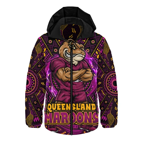 Queensland Maroons Hooded Padded Jacket State Warrior Spirit Power Rise
