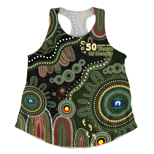 Indigenous Australian Aboriginal Women Racerback Singlet NAIDOC Week Sacred Aboriginal Tracks Of Country Spirit
