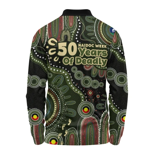 Indigenous Australian Aboriginal Long Sleeve Polo Shirt NAIDOC Week Sacred Aboriginal Tracks Of Country Spirit