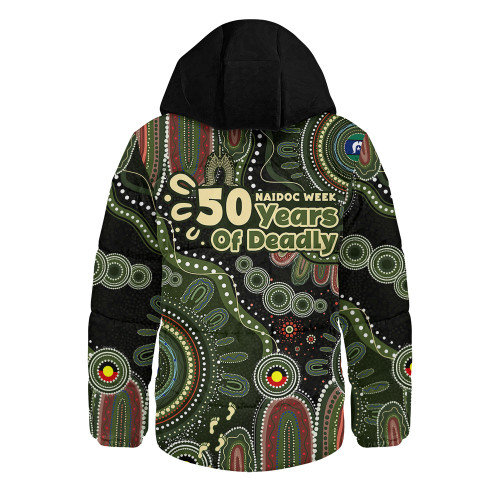 Indigenous Australian Aboriginal Hooded Padded Jacket NAIDOC Week Sacred Aboriginal Tracks Of Country Spirit