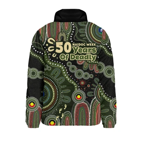 Indigenous Australian Aboriginal Padded Jacket NAIDOC Week Sacred Aboriginal Tracks Of Country Spirit
