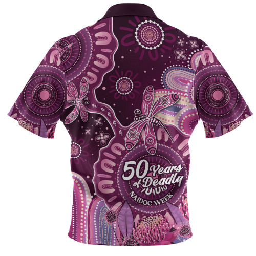 Indigenous Australian Aboriginal Zip Polo Shirt NAIDOC Week Aboriginal Dreaming Trails Of Country