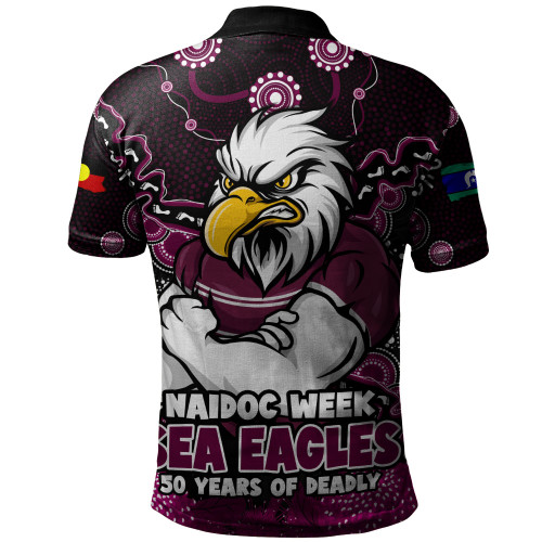Manly Warringah Sea Eagles Polo Shirt NAIDOC Week Aboriginal Power Journey Of Spirit Paths