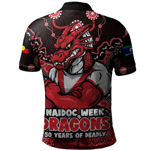 St. George Illawarra Dragons Polo Shirt NAIDOC Week Aboriginal Power Journey Of Spirit Paths
