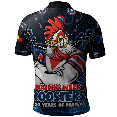 Sydney Roosters Polo Shirt NAIDOC Week Aboriginal Power Journey Of Spirit Paths