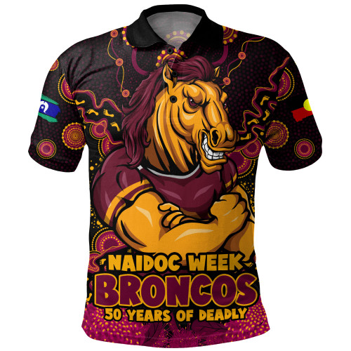 Brisbane Broncos Polo Shirt NAIDOC Week Aboriginal Power Journey Of Spirit Paths