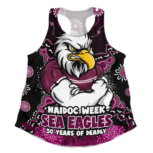Manly Warringah Sea Eagles Women Racerback Singlet NAIDOC Week Aboriginal Power Journey Of Spirit Paths