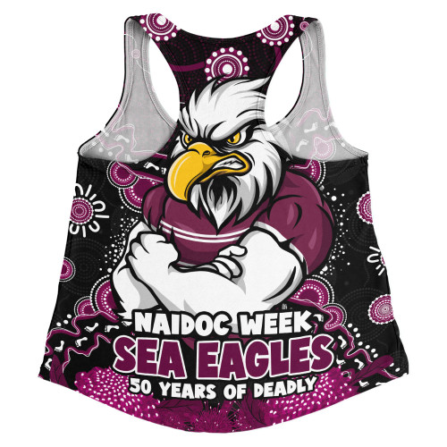 Manly Warringah Sea Eagles Women Racerback Singlet NAIDOC Week Aboriginal Power Journey Of Spirit Paths
