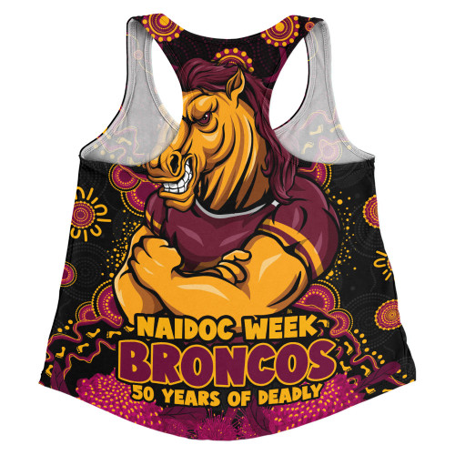 Brisbane Broncos Women Racerback Singlet NAIDOC Week Aboriginal Power Journey Of Spirit Paths