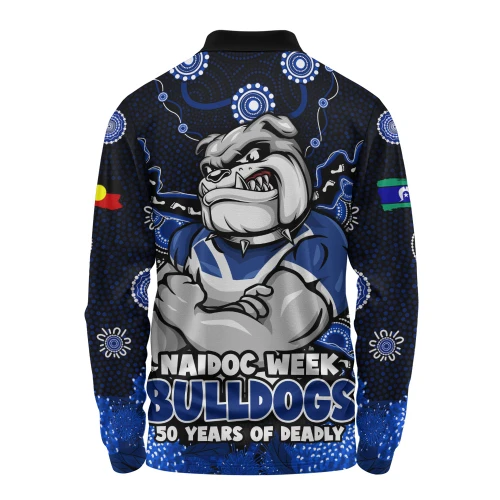 Canterbury-Bankstown Bulldogs Long Sleeve Polo Shirt NAIDOC Week Aboriginal Power Journey Of Spirit Paths